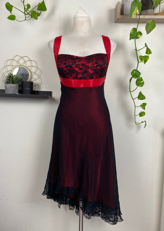 Red openback midi dress