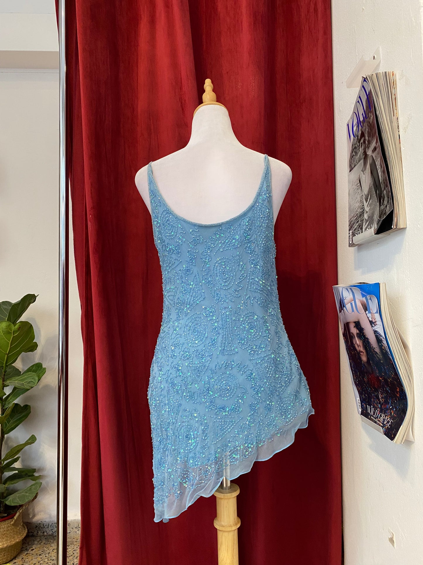 100% silk brand new baby blue handbeaded top 💙