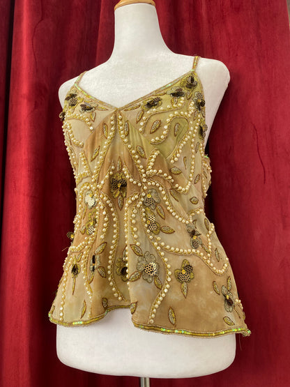 100% silk Deadstock handbeaded luxury top