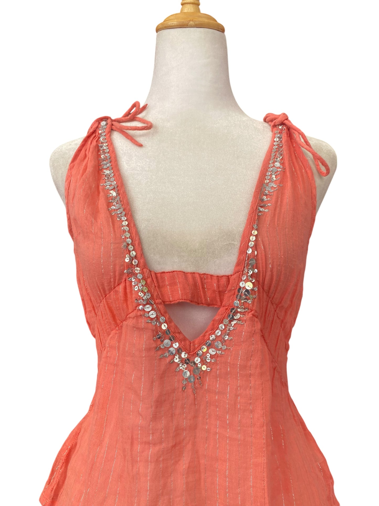 Coral sequin top