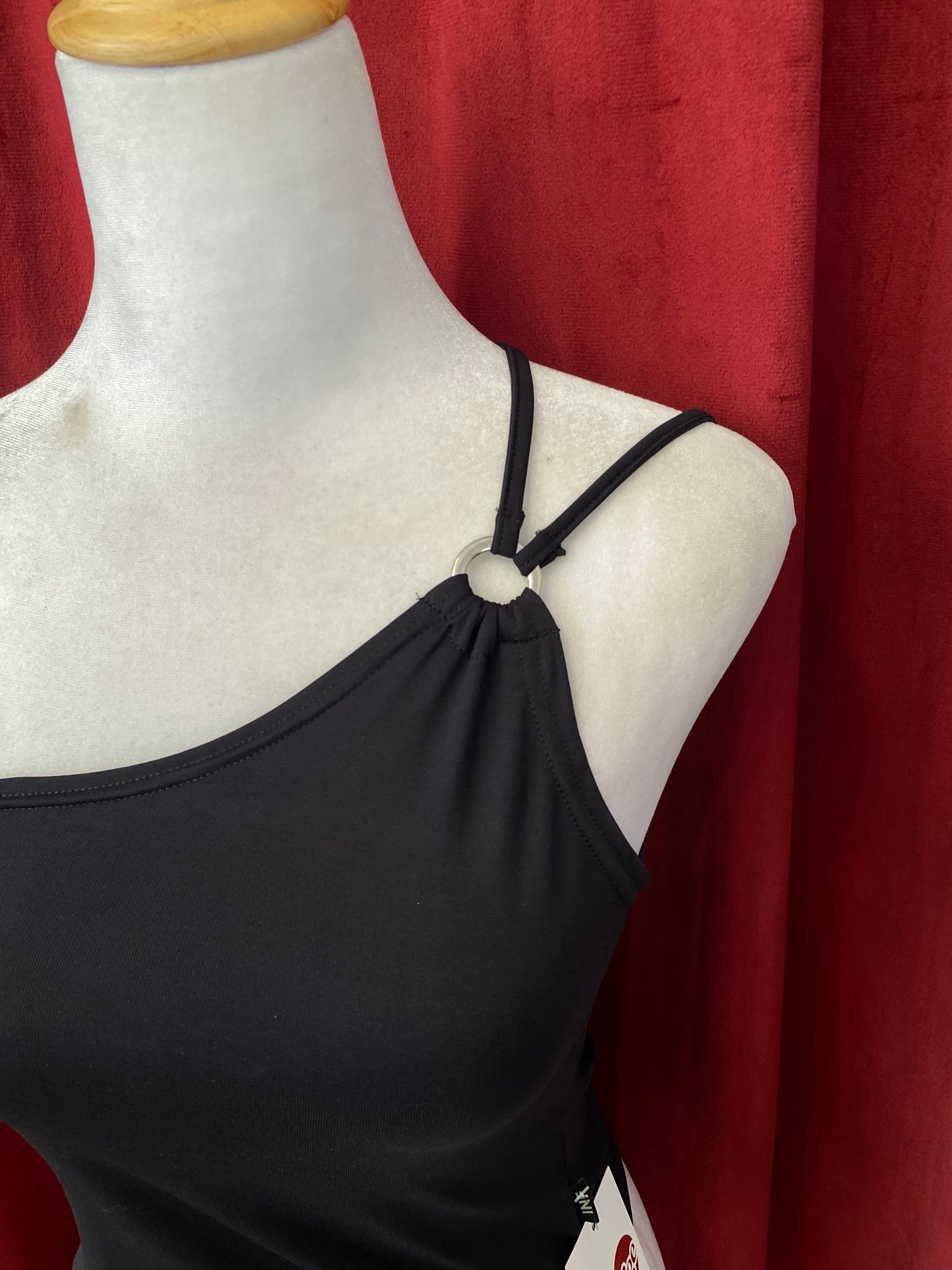Black y2k one shoulder top