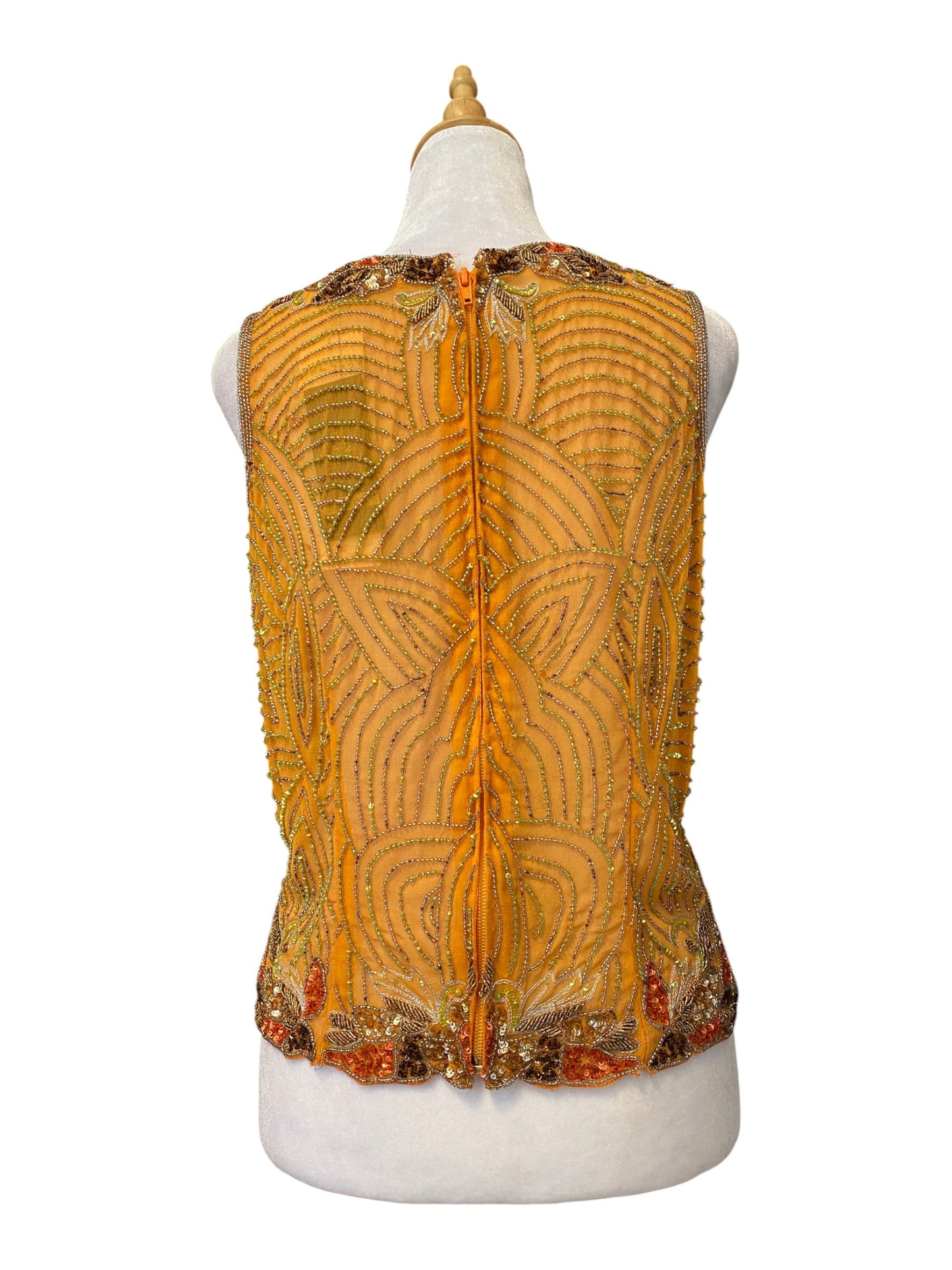100% silk brand new orange aftershock handbeaded top🧡