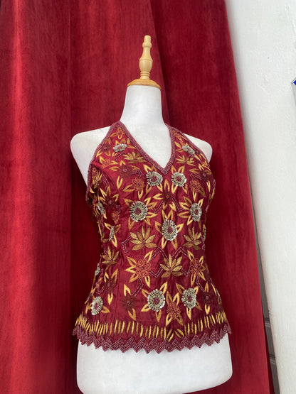 100% silk handbeaded lace up corset ❤️