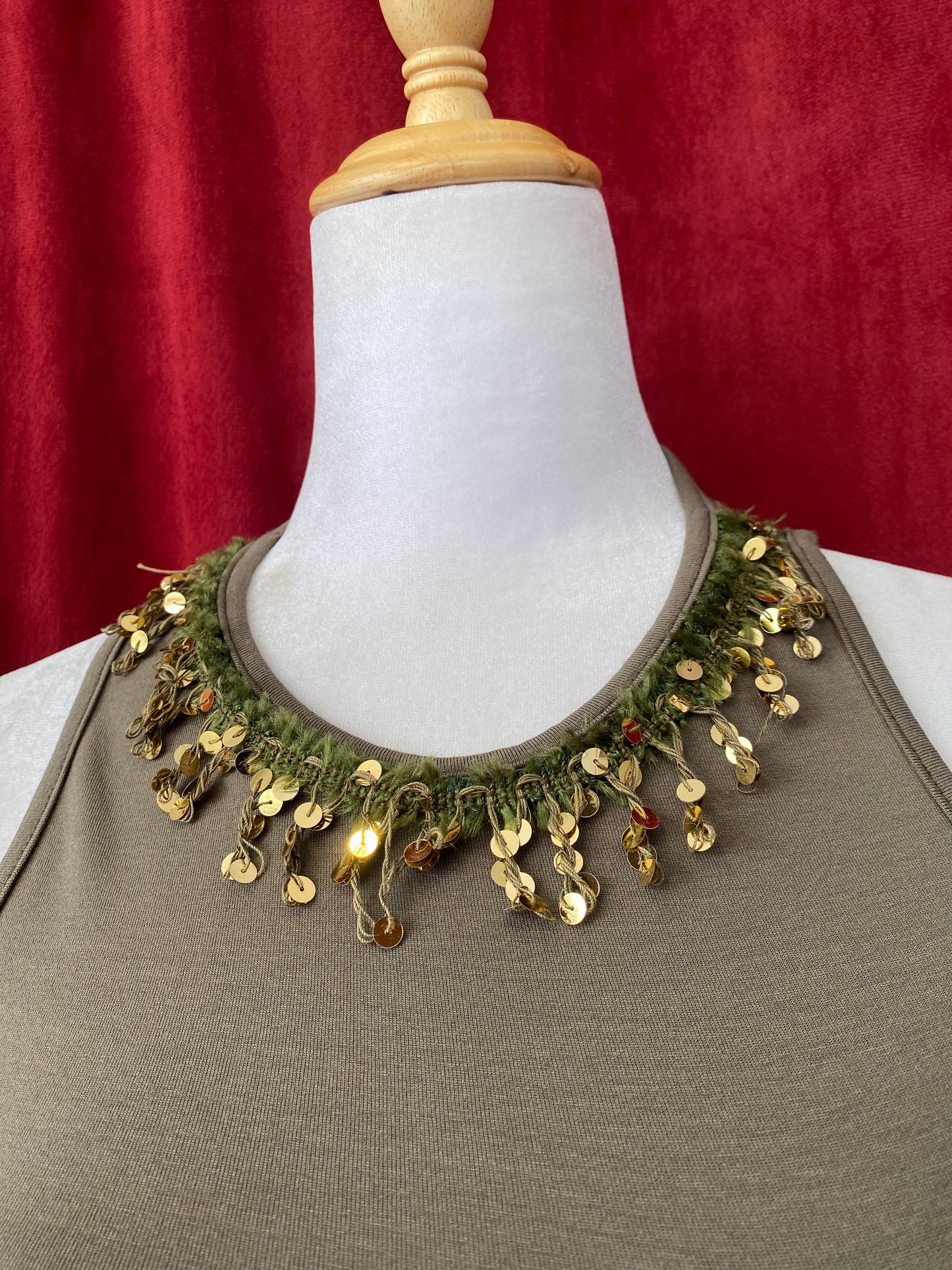 Khaki sequin crop top ✨