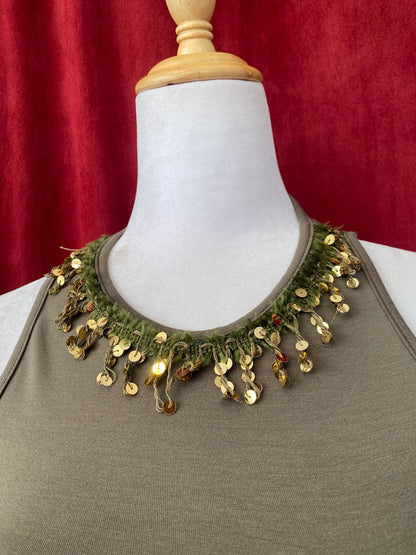 Khaki sequin crop top ✨