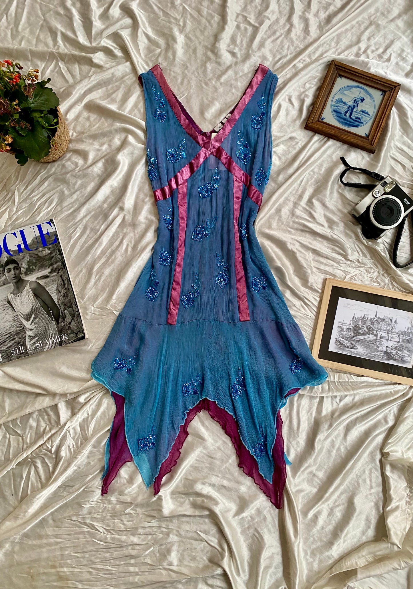 100% silk all over handbeaded dress