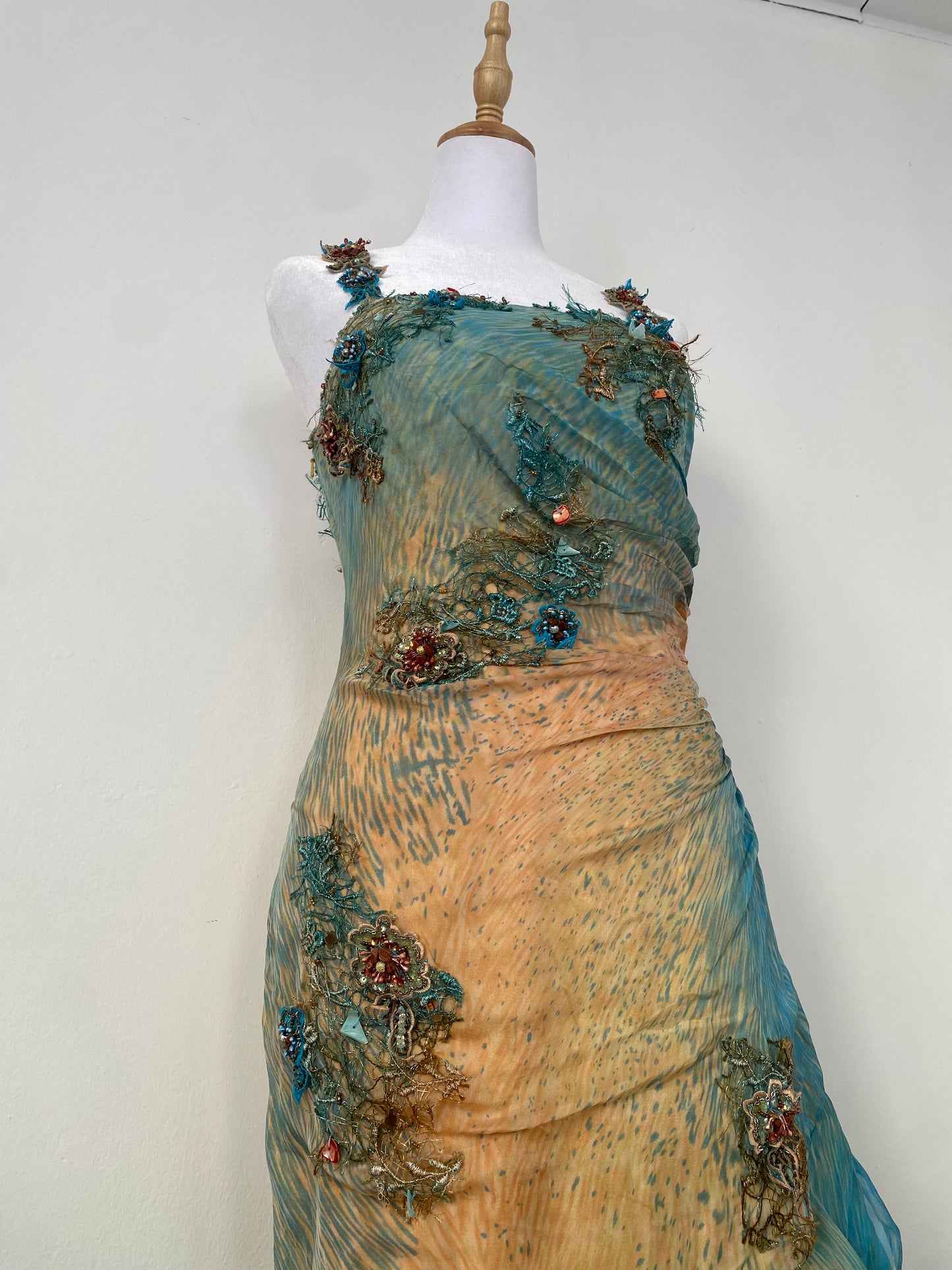 100% silk brand new fairy gown with all over handbeaded details