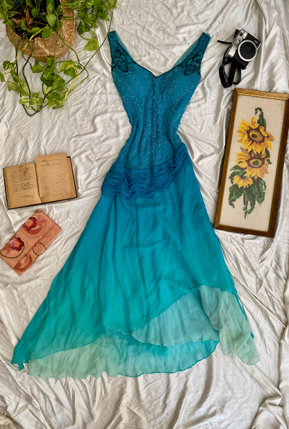 100% silk mermaid handbeaded gown