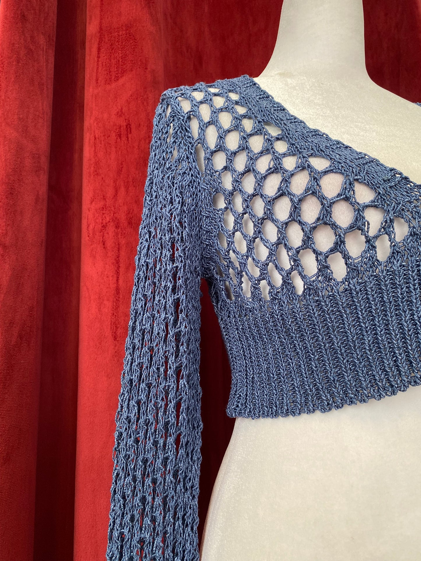 Crochet blue cardigan top
