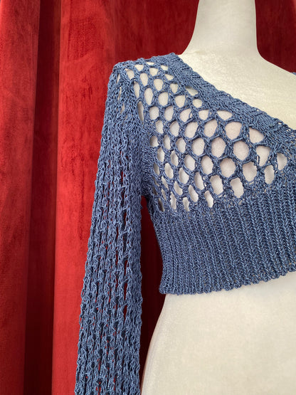 Crochet blue cardigan top