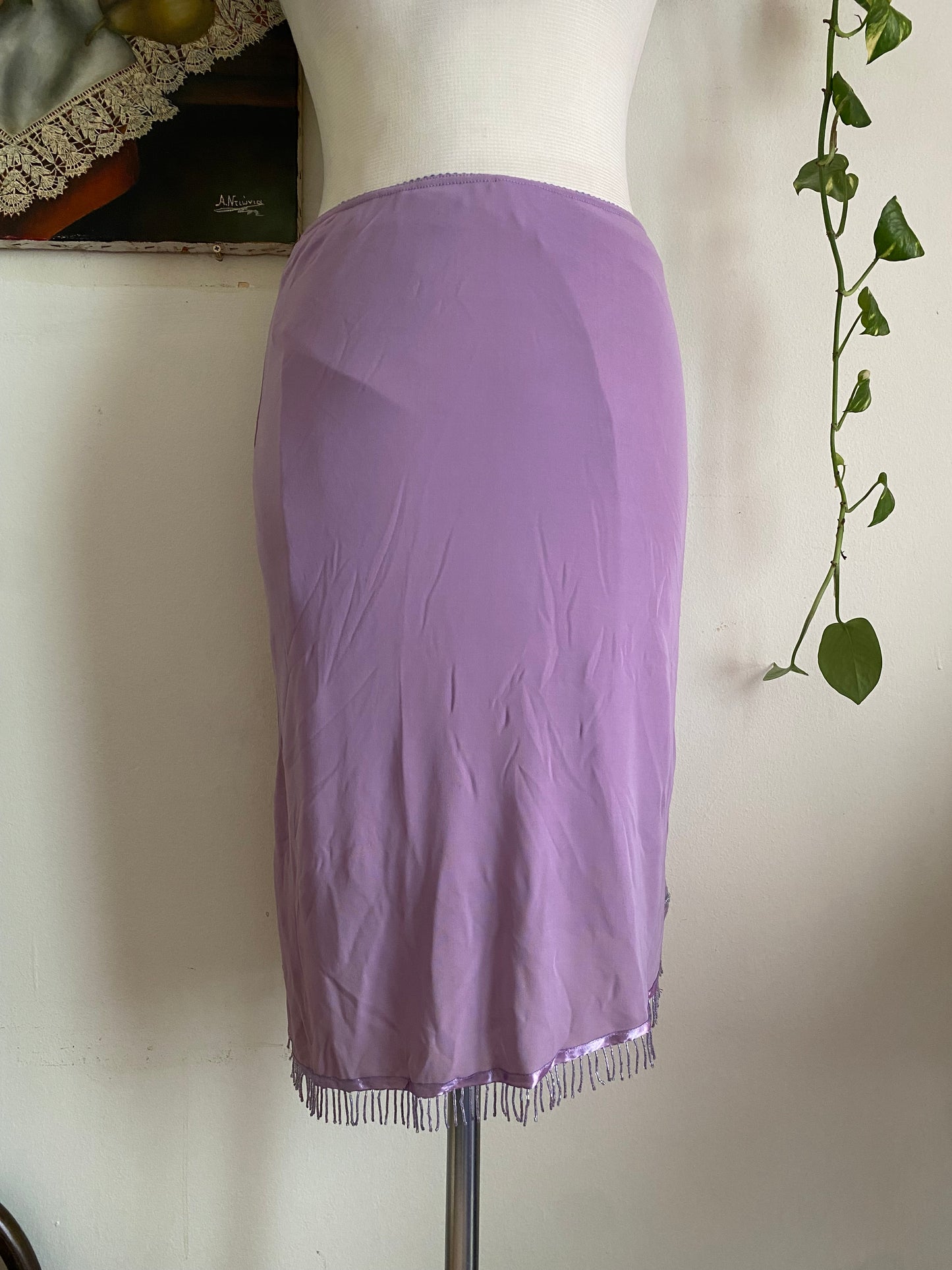 Brand new lilac midi skirt with handbeaded details