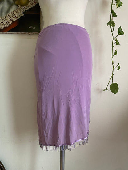 Brand new lilac midi skirt with handbeaded details