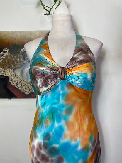 Multicoloured brand new handbeaded gown