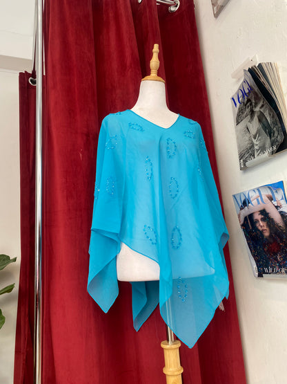 Baby blue sequin poncho 🦋