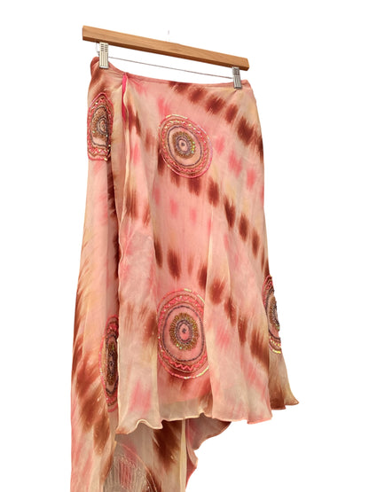 100% silk aftershock pink skirt