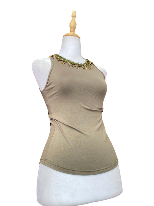 Khaki sequin crop top ✨