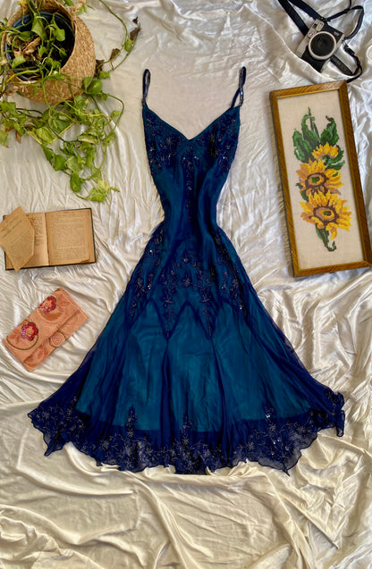 Midnight Riviera Beaded silk gown