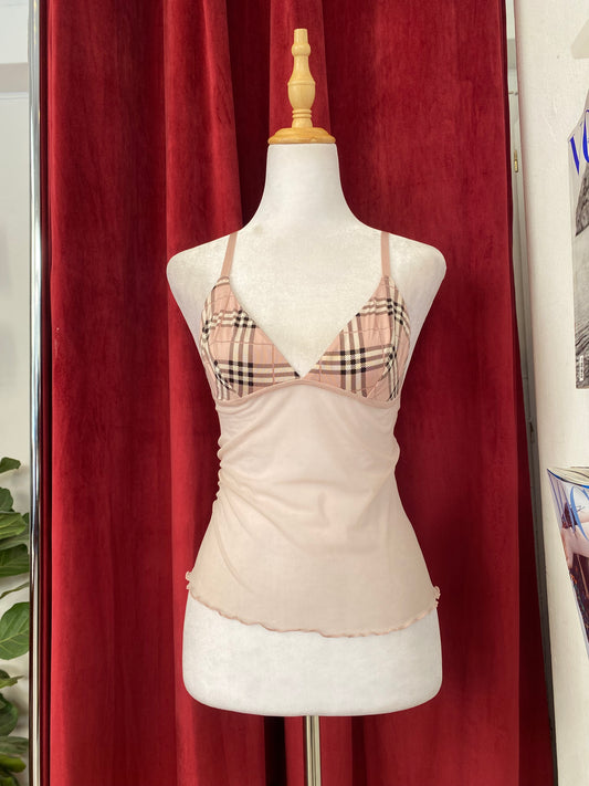 Pink Y2K pink see through cami top 🌸