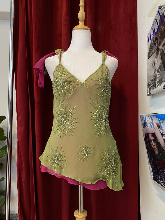 100% silk brand new 2 coloured handbeaded top 💐