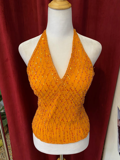 100% silk brand new orange corset with open back 🧡