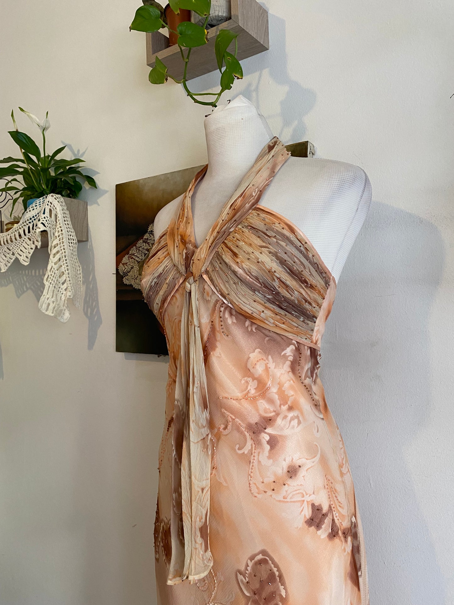 100% silk dress with sequin details