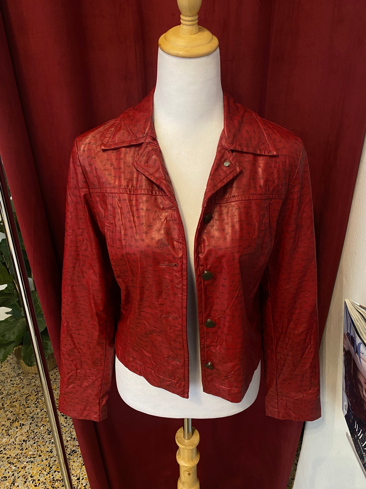 Vegan leather wine burgundy jacket 🍷