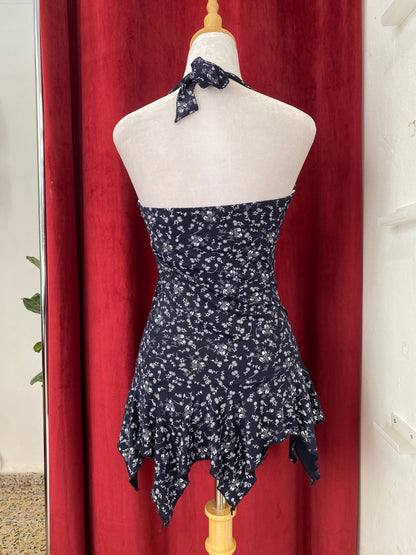 Dark blue flower top