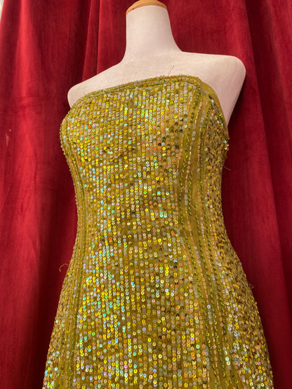 100% silk handbeaded green gown 🧚