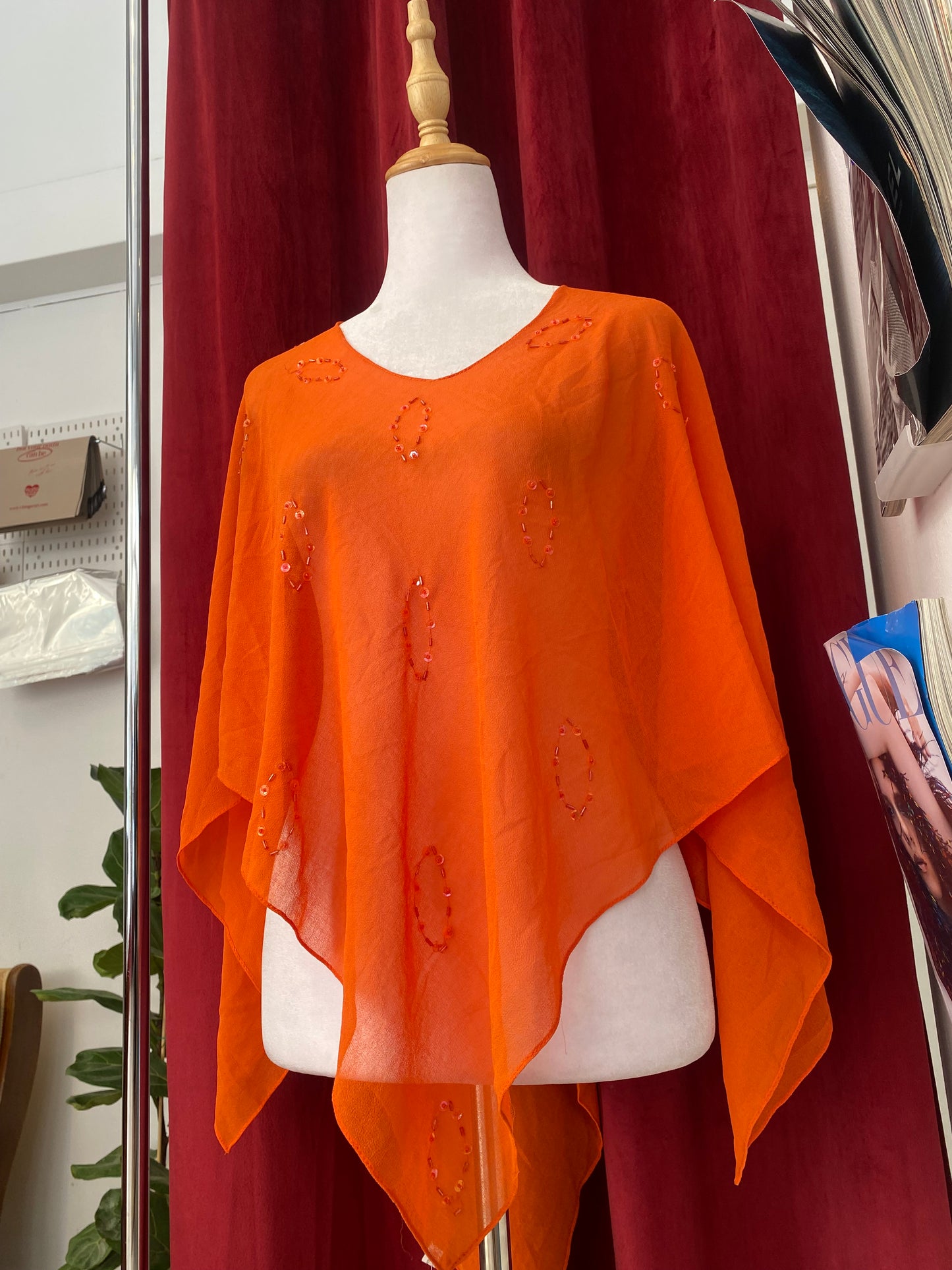 Orange sequin poncho 🧡