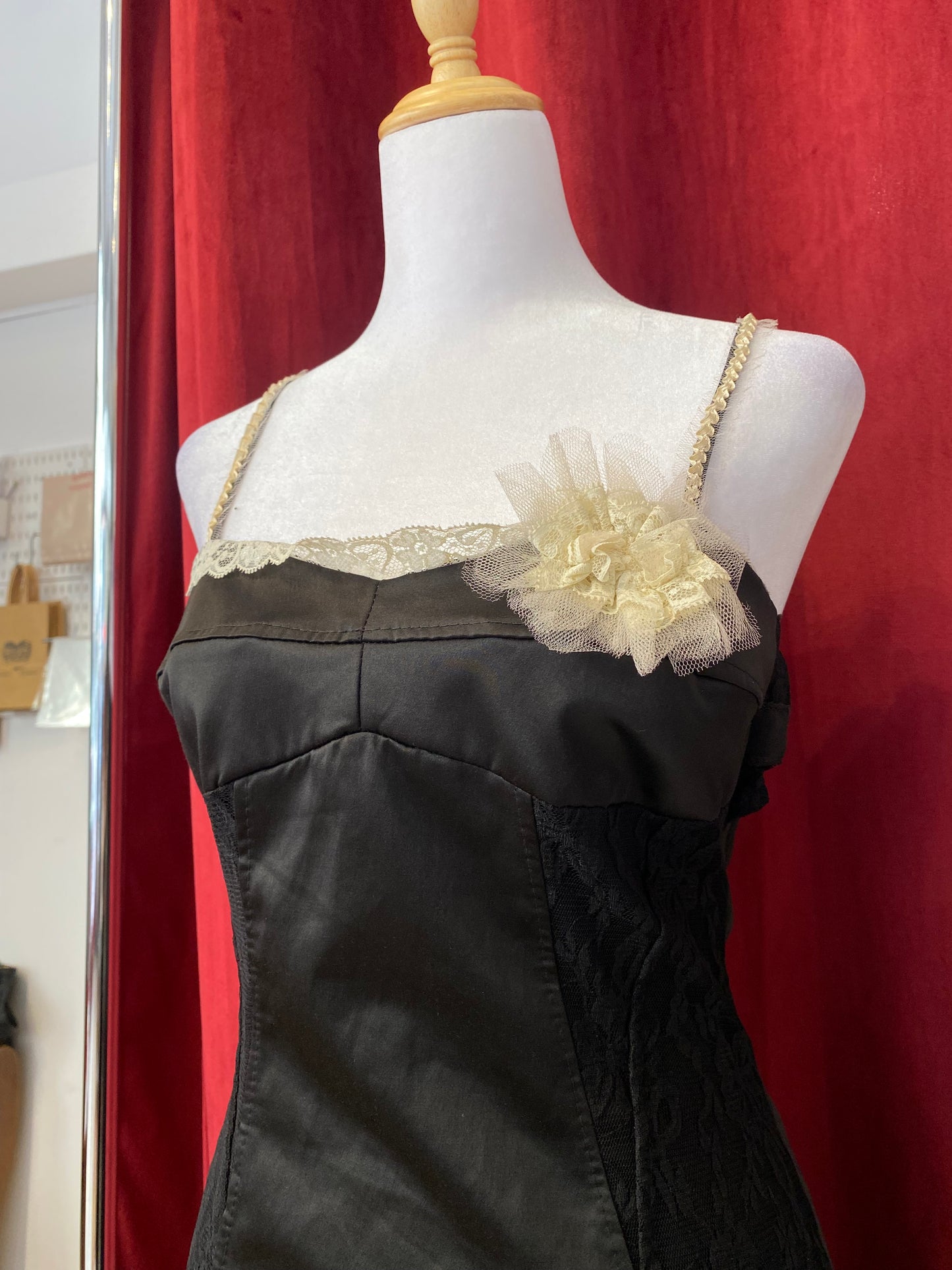 Classical Italian bodycon dress with lace details and open back