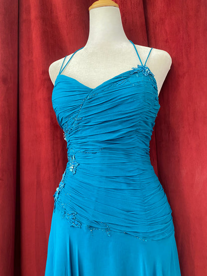 Azure blue chiffon gown