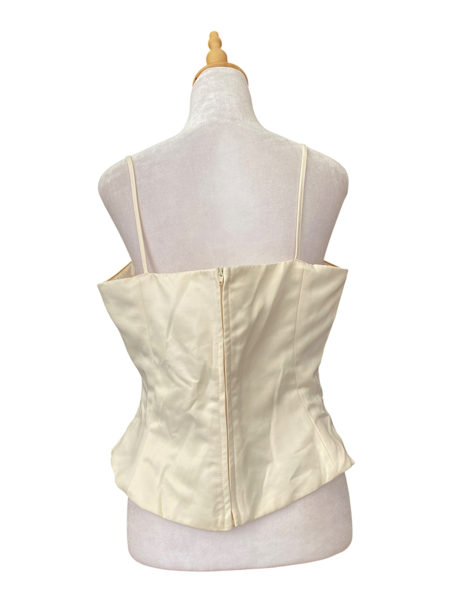 Handbeaded white corset