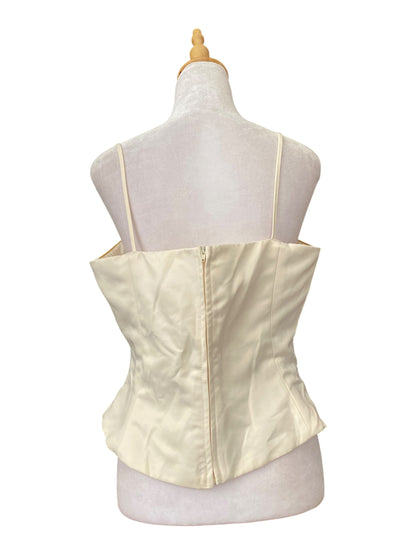 Handbeaded white corset