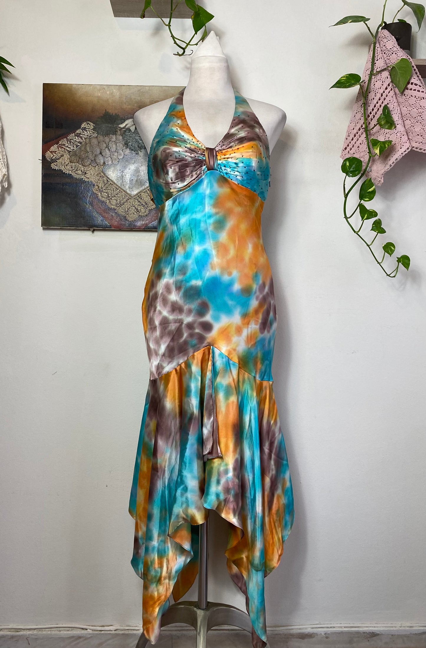 Multicoloured brand new handbeaded gown