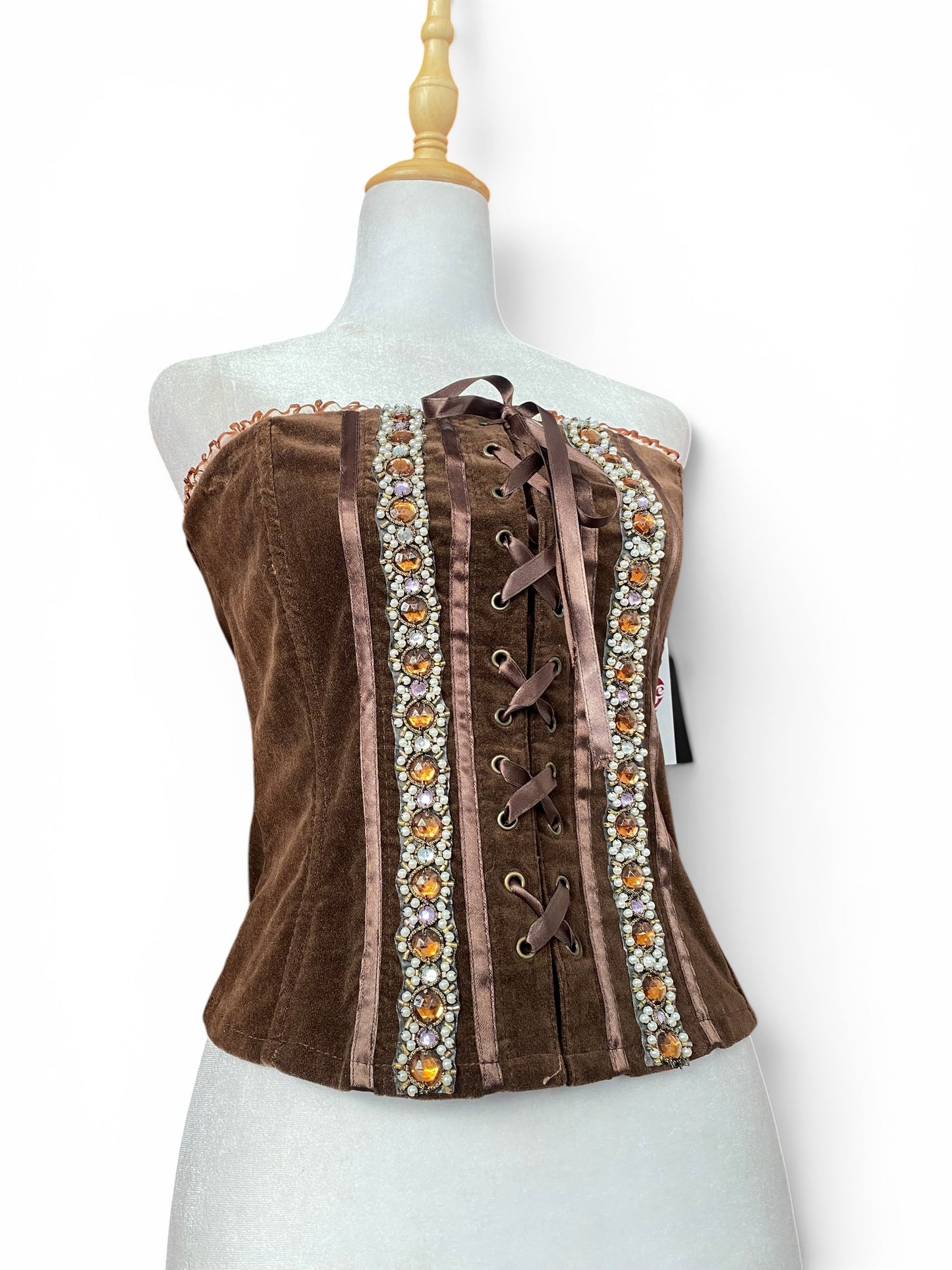 Brown velvet sequin corset 🤎