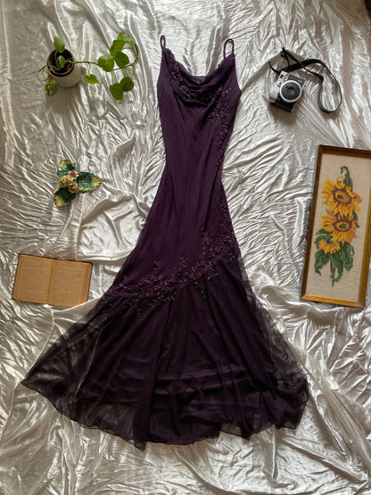 Dark purple embroidered dress
