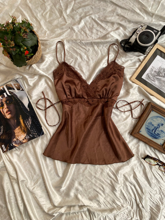 Chocolate satin cami top 🍫