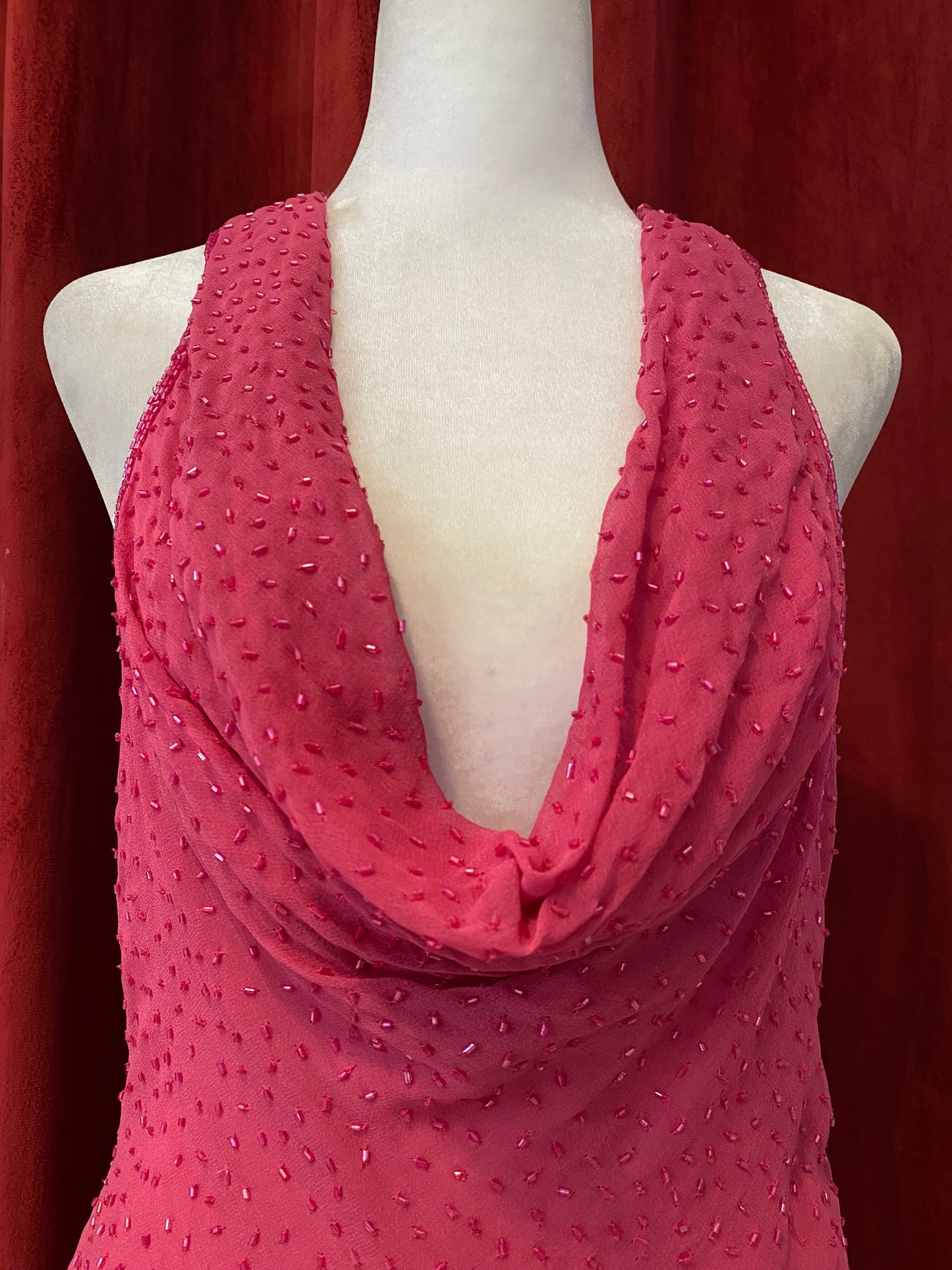 100% silk brand new pink open back handbeaded top 🌸