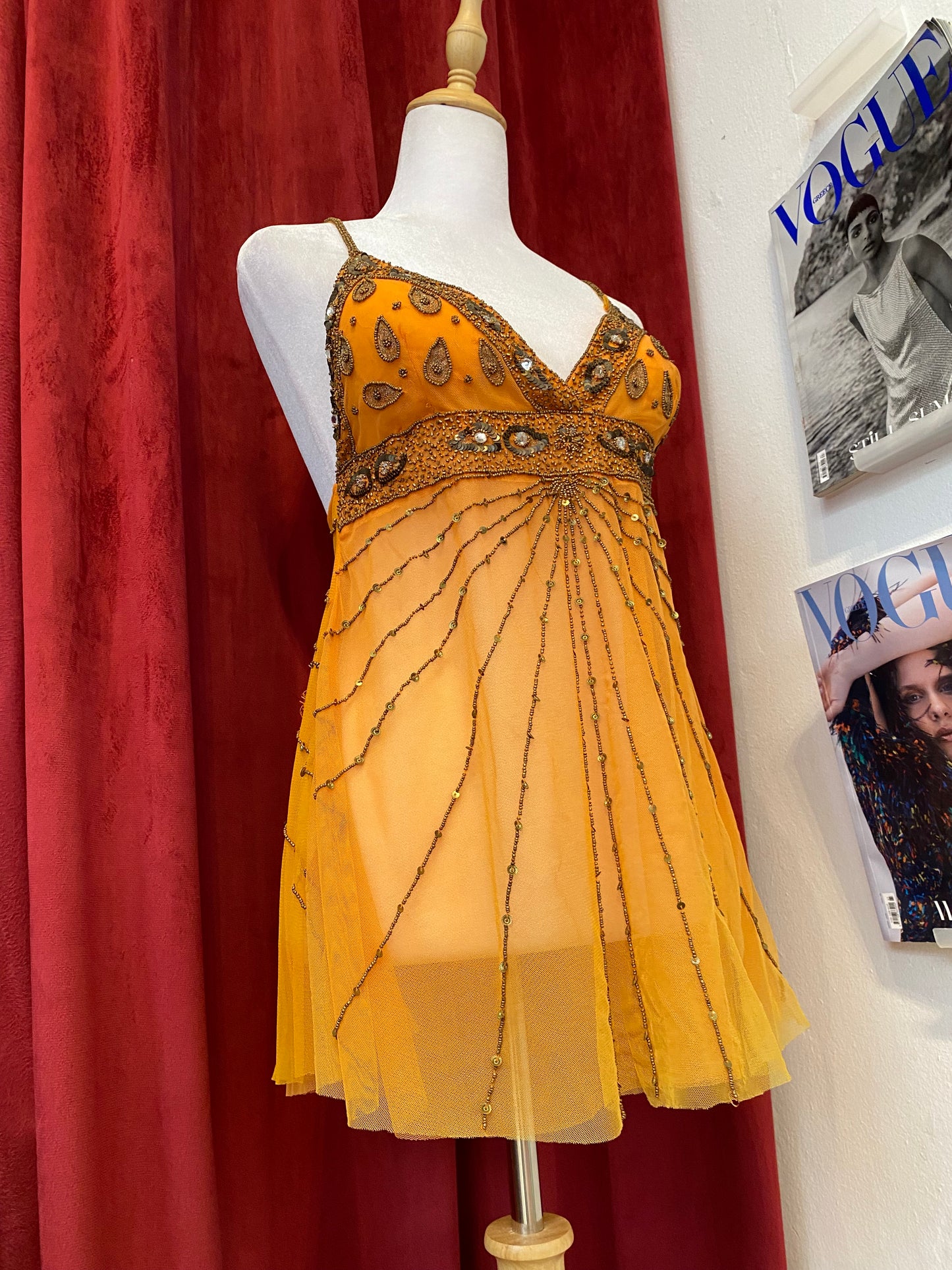 100% silk brand new orange handbeaded summer top 🧡