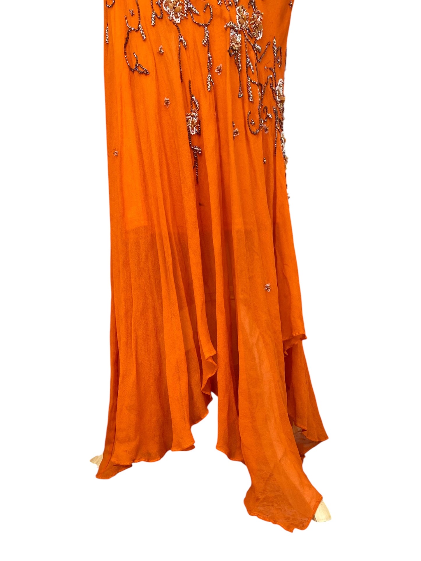 100% silk sunset handbeaded gown 🏵️
