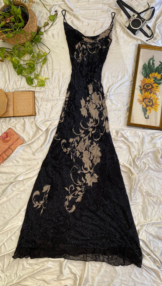 Noir Château Beaded Gown