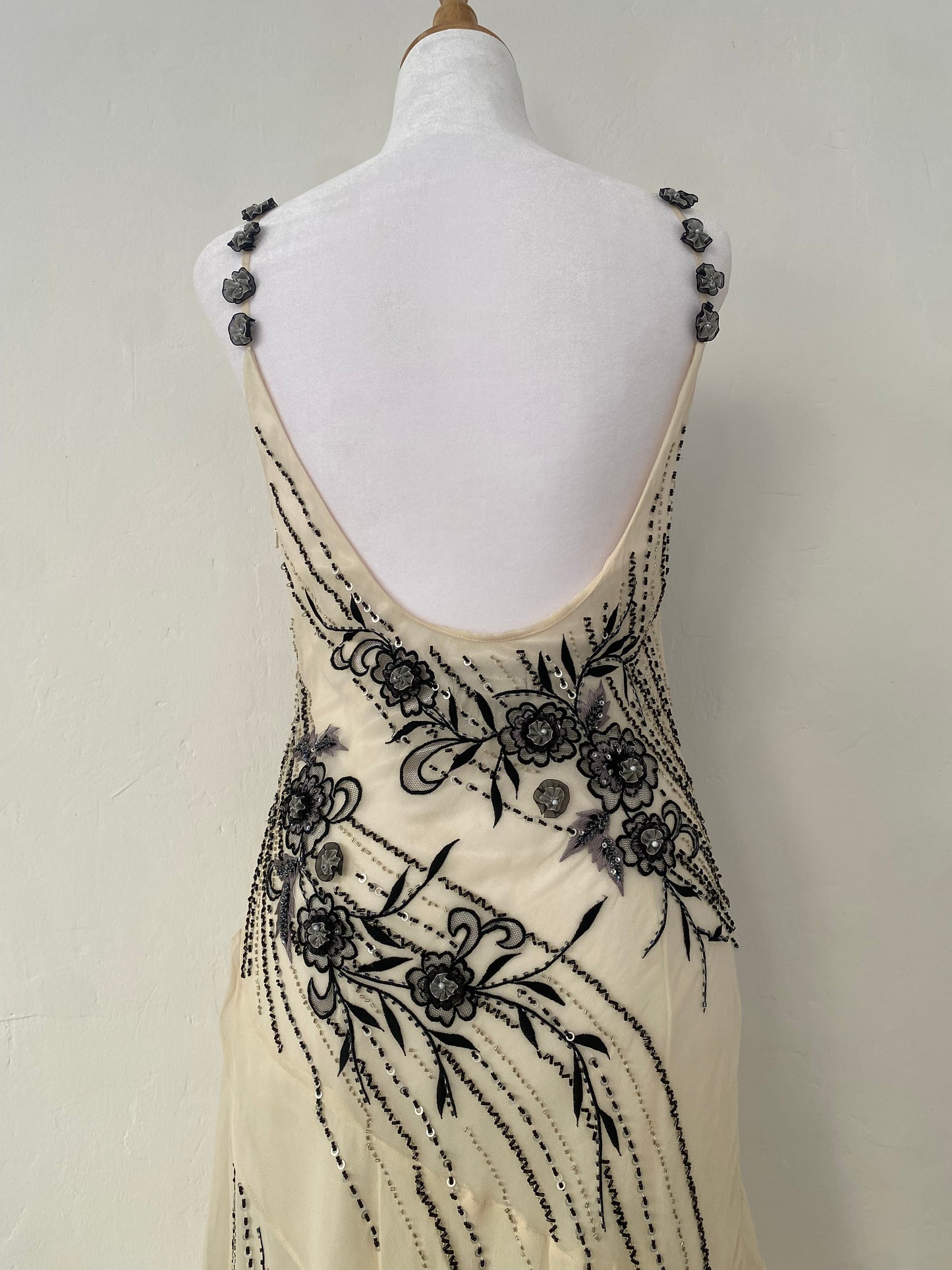 100% silk brand new white dress with handbeaded details