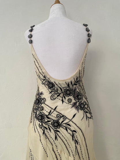 100% silk brand new white dress with handbeaded details