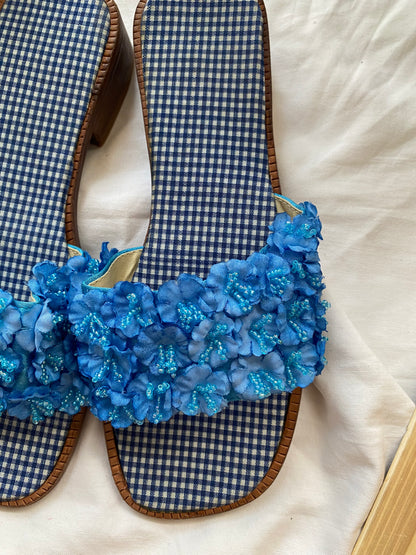 Brand new vintage blue flower sandals