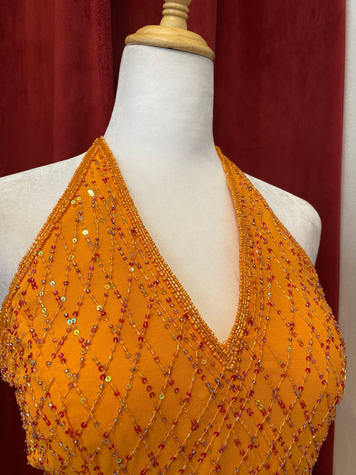 100% silk brand new orange corset with open back 🧡