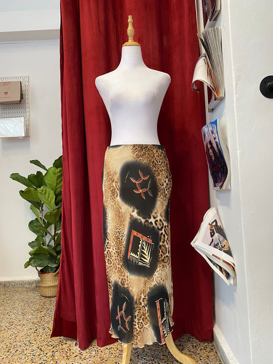 Maxi multicoloured leopard skirt