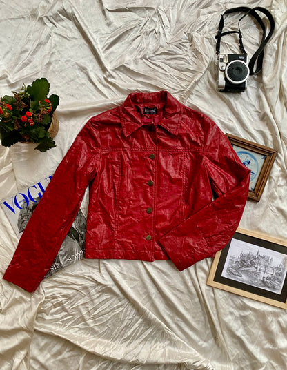 Vegan leather wine burgundy jacket 🍷