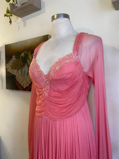 Brand new haute couture silk net mini pink dress