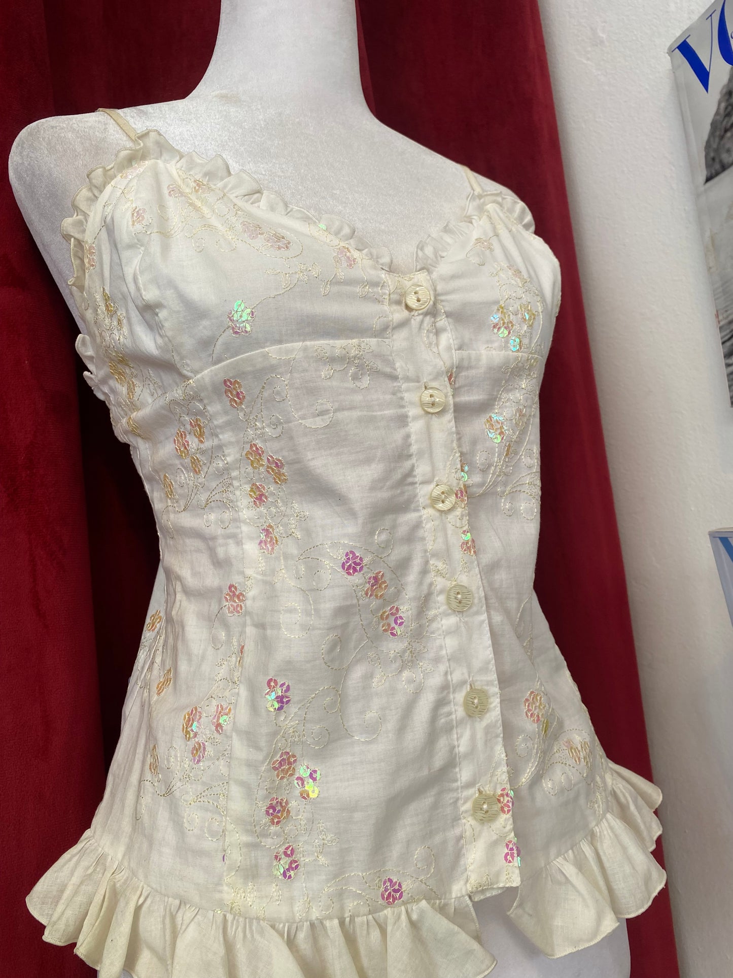 Linen sequin white top 🤍