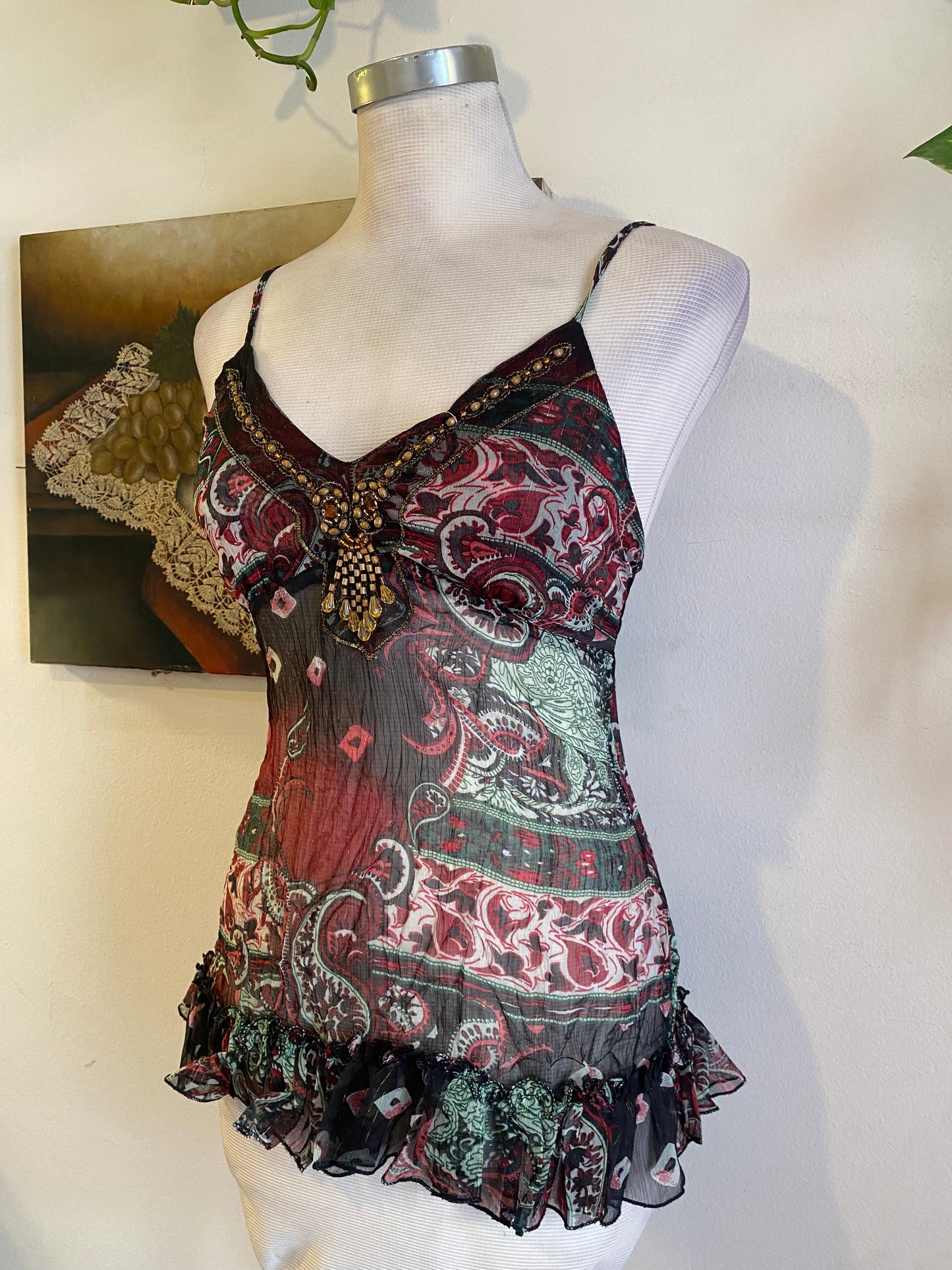 Silk based brand new beaded top